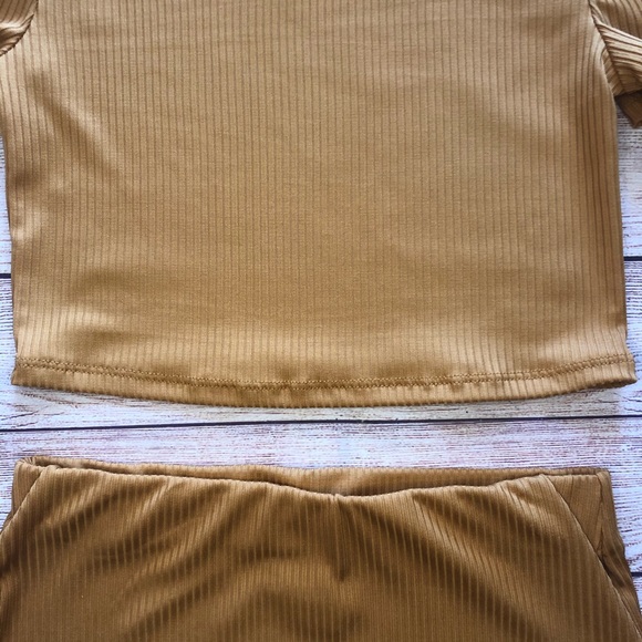Mustard Crop Top Mini Skirt Two Piece Set - Picture 6 of 8